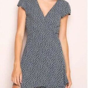 Brandy Melville navy floral wrap dress -  One Size